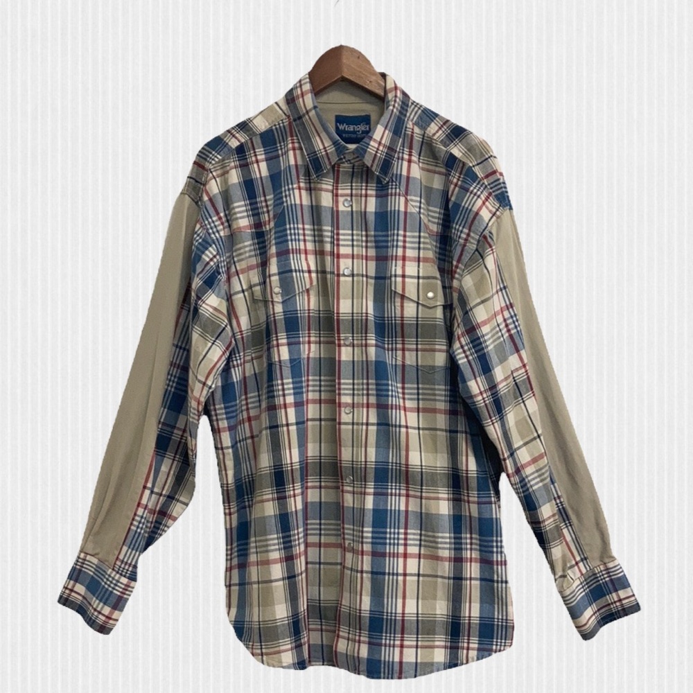 Wrangler Western Plaid & Chino Snap Shirt XL